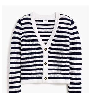 J. Crew Factory - Blue and White Striped Cardigan Sweater